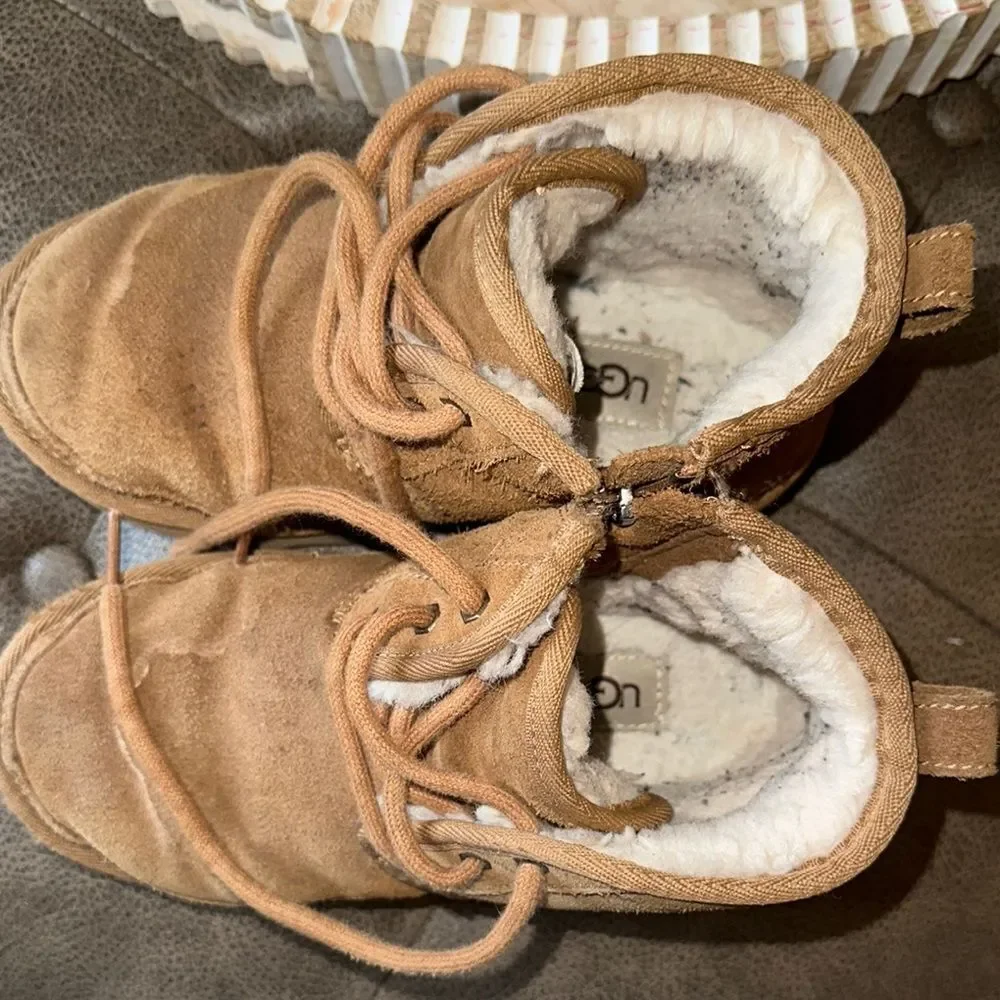 Pre-loved UGG Tan Suede Ankle Boots with Cozy Lining
